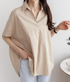 Oversized Open Collar Shirt - HOLIHOLIC