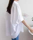 Oversized Open Collar Shirt - HOLIHOLIC