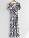 Paisley Print Wrap Dress - HOLIHOLIC