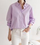 Pastel Loose Fit Button Down Shirt - HOLIHOLIC