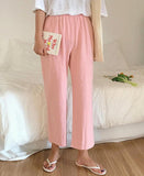 Pink Casual Linen Pants