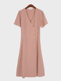 Pink Linen Wrap Dress - HOLIHOLIC