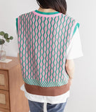 Pink Wave Pattern Knit Vest - HOLIHOLIC