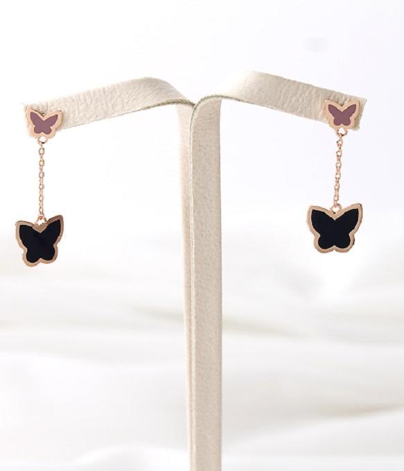 Pink & Black Butterfly Earrings - HOLIHOLIC