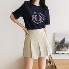 Pleats Skirt Pants with Elastic Waist-Holiholic