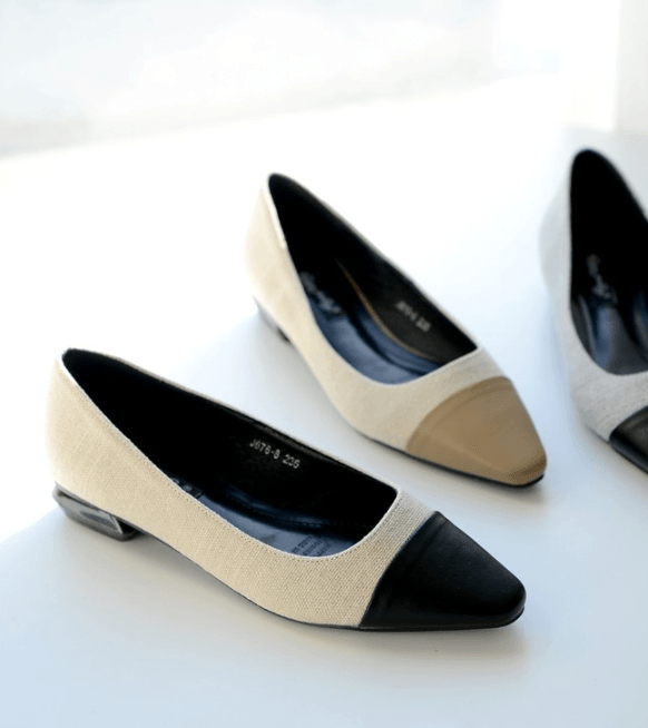 Point Toe Two-Tone Pumps - HOLIHOLIC