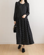 Polka Dot Pleats Dress-Holiholic