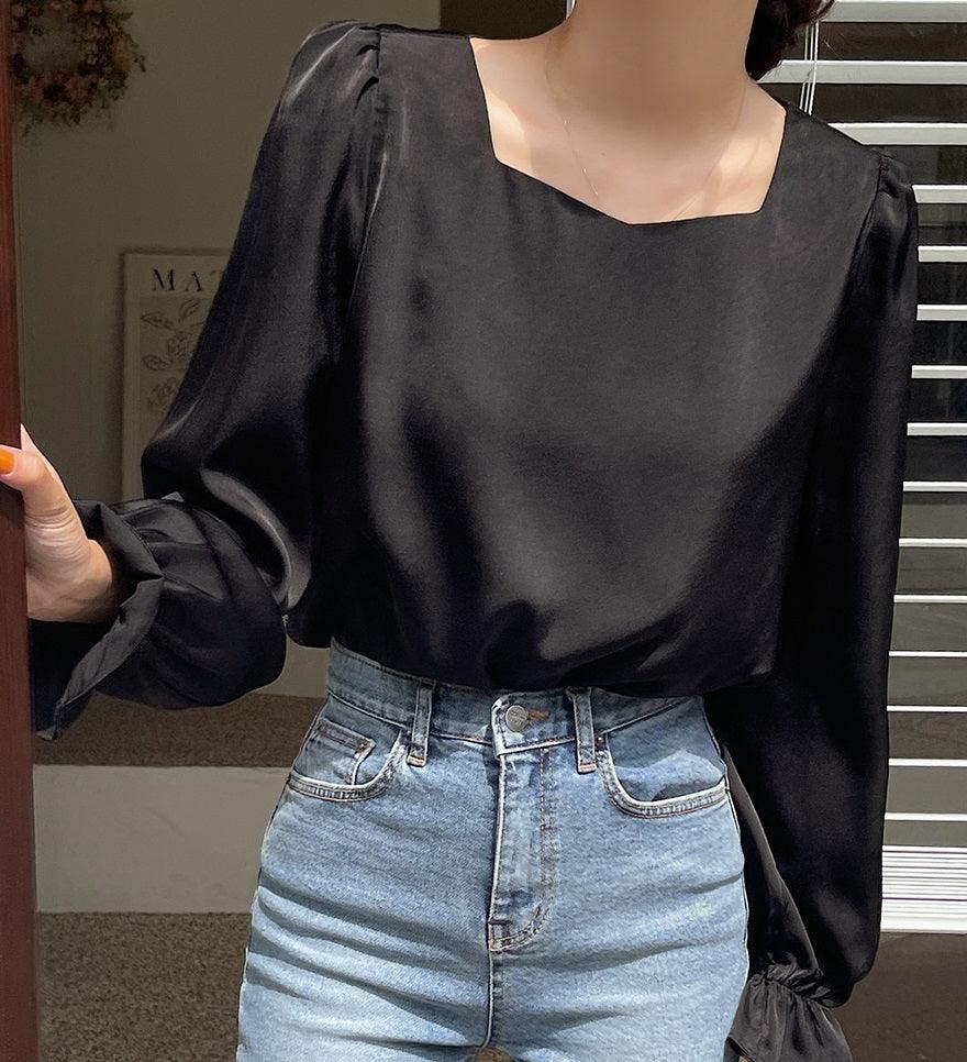 Premium Solid Square Neck Blouse - HOLIHOLIC