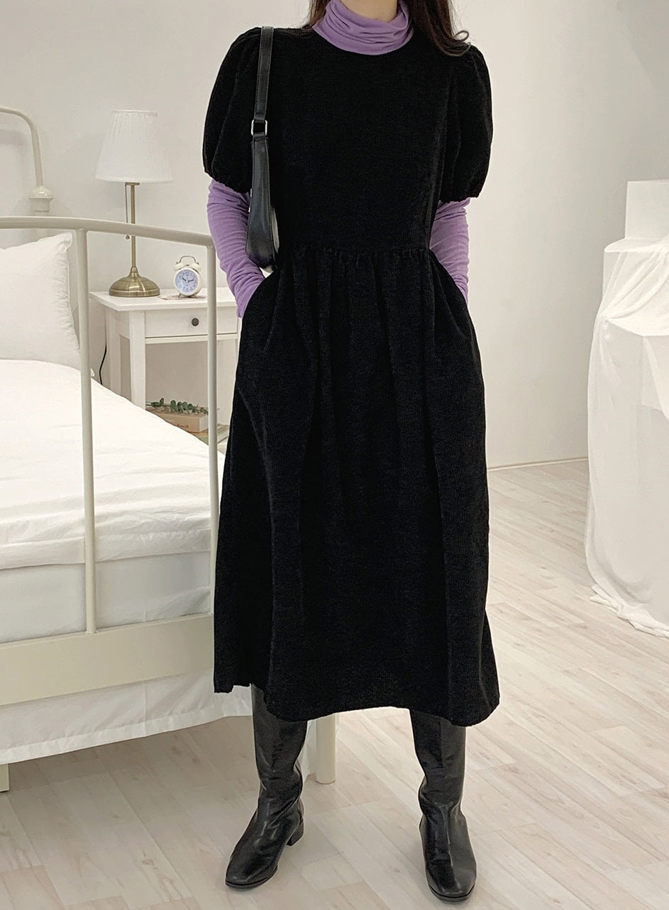 Puff Sleeve Corduroy Dress Main image