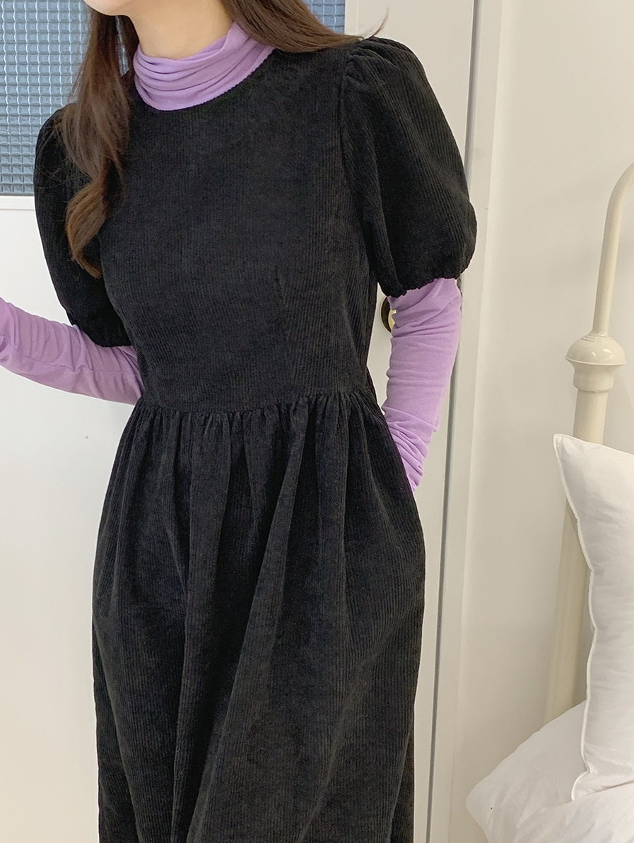 Puff Sleeve Corduroy Dress Secondary image