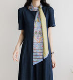 Puff Sleeve Midi Denim Dress-Holiholic