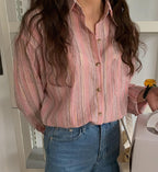 Relaxed Fit Casual Stripe Shirt - HOLIHOLIC
