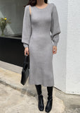 Ribbed Knit Dress with Cardigan Set