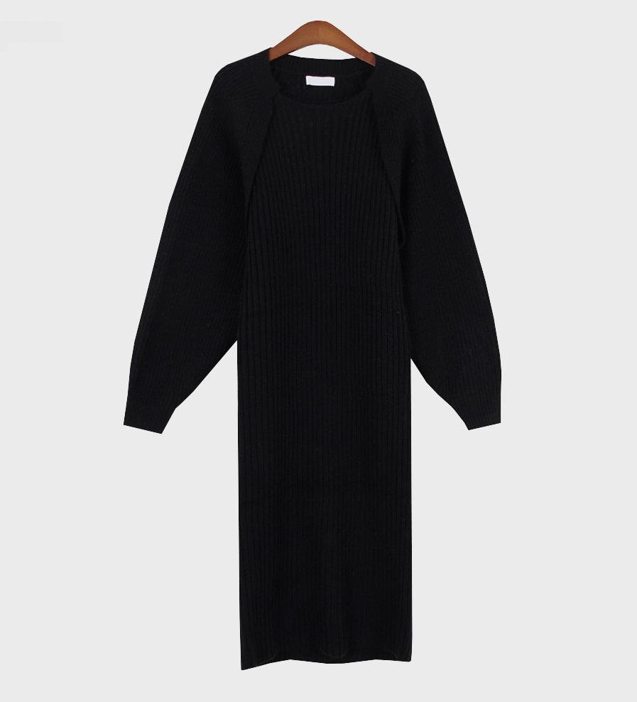 Ribbed Knit Dress with Cardigan Set | The best Dresses HOLIHOLIC Ribbed Knit Dress with Cardigan Set | The best Dresses HOLIHOLIC