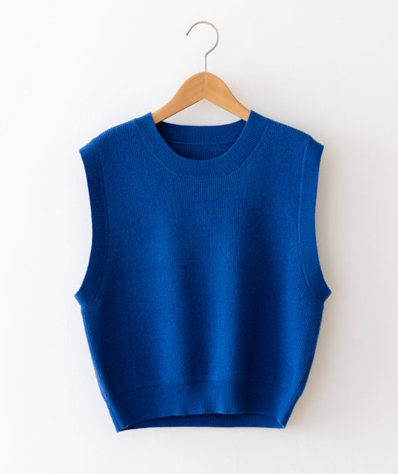 Round Neck Crop Knit Vest-Holiholic