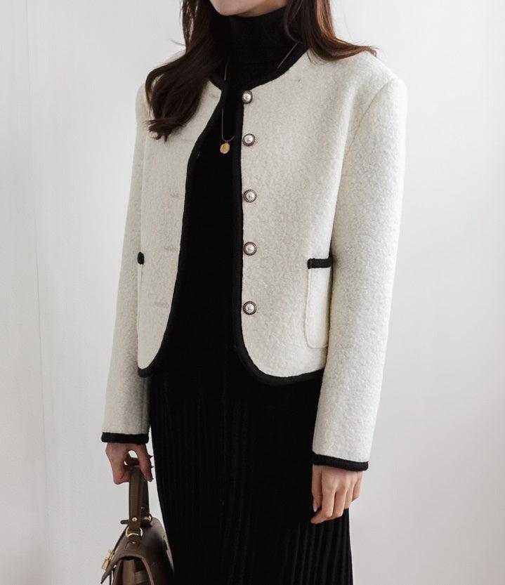 Round Neck Premium Wool Jacket - HOLIHOLIC