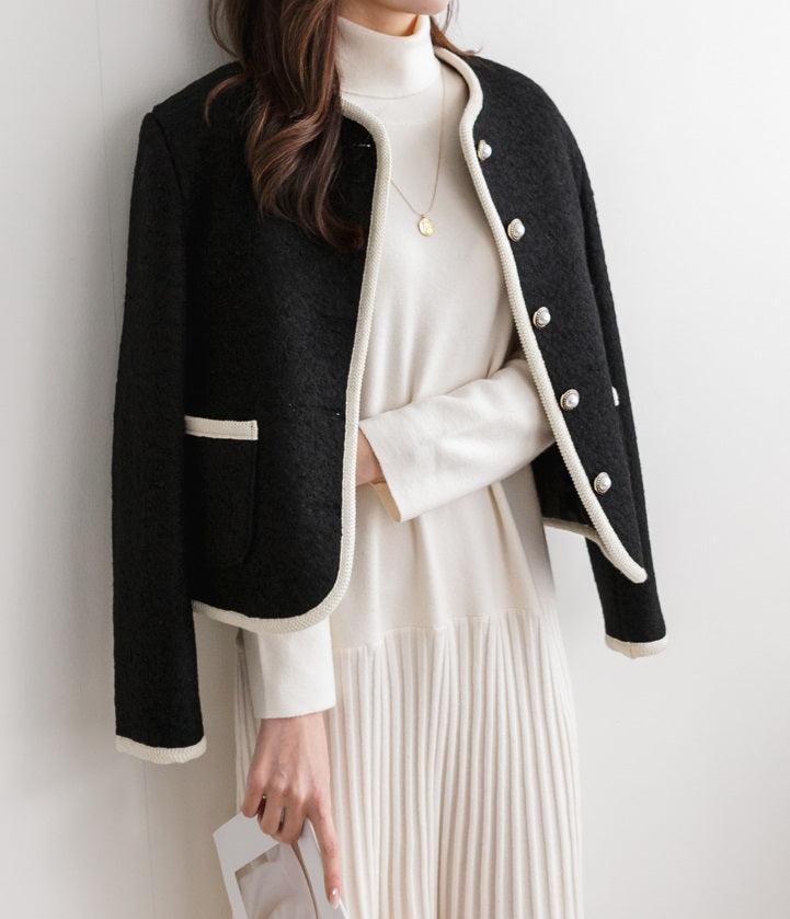 Round Neck Premium Wool Jacket - HOLIHOLIC