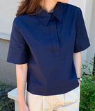 Semi Button Short Sleeve Shirt - HOLIHOLIC