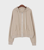 Semi Crop Zip Hoodie - HOLIHOLIC
