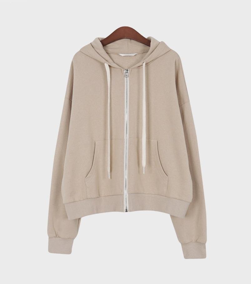 Semi Crop Zip Hoodie - HOLIHOLIC
