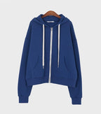Semi Crop Zip Hoodie - HOLIHOLIC