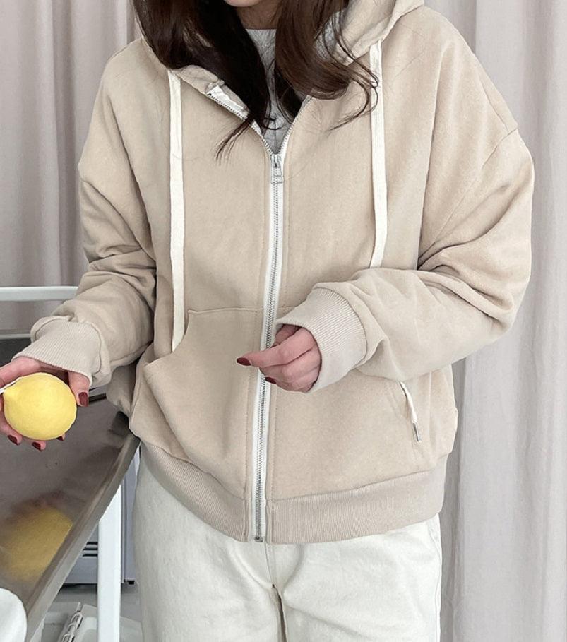 Semi Crop Zip Hoodie - HOLIHOLIC