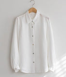 Shirring Sleeve Button Down Blouse - HOLIHOLIC