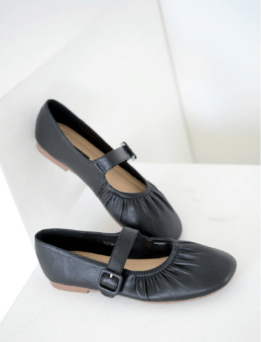 Shirring Strap Flat Shoes - HOLIHOLIC