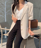 Short Sleeve Linen Jacket with Strap - HOLIHOLIC