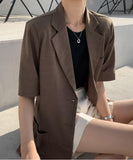 Short Sleeve Linen Jacket with Strap