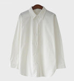 Side Slit Solid Cotton Shirt - HOLIHOLIC