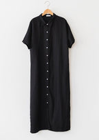 Side Split Linen Shirt Dress - HOLIHOLIC