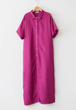 Side Split Linen Shirt Dress - HOLIHOLIC