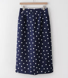 Side Split Polka Dot Linen Skirt - HOLIHOLIC