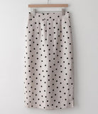 Side Split Polka Dot Linen Skirt - HOLIHOLIC