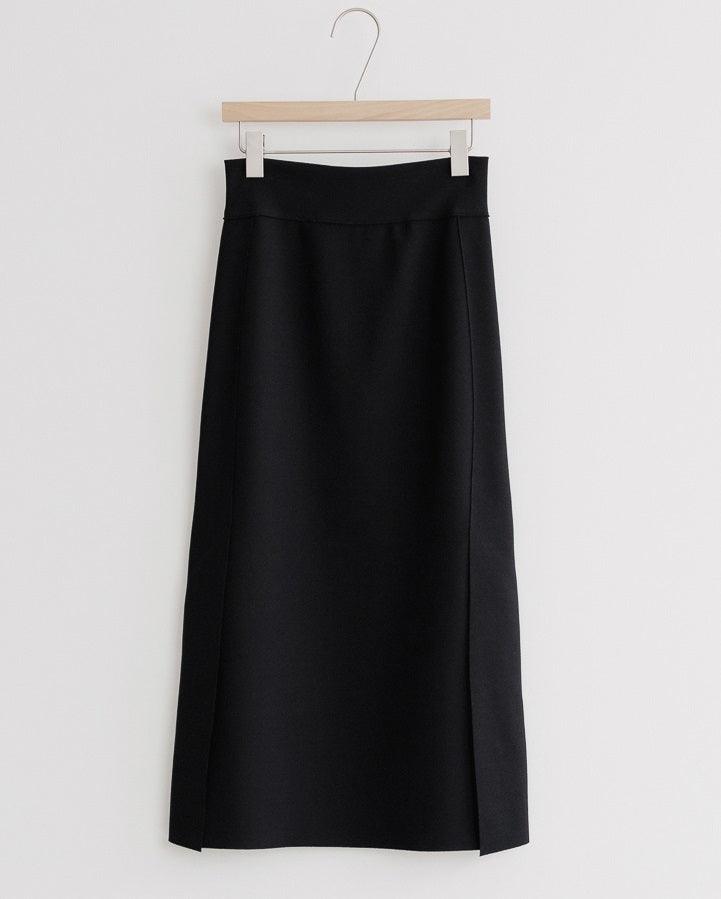 Side Split Skirt with Elastic Waist - HOLIHOLIC