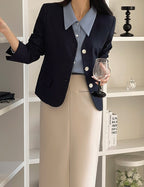 Simple Collarless Single Jacket-Holiholic