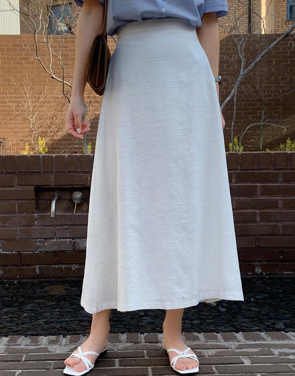 Simple Flare Skirt with Elastic Waist - HOLIHOLIC