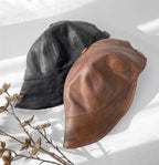 Simple Leather Bucket Hat - HOLIHOLIC