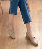Solid Almond Toe Flats - HOLIHOLIC