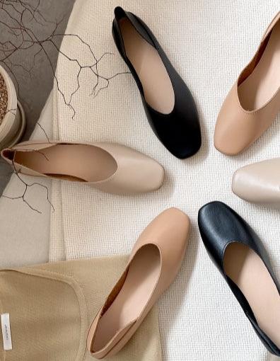 Solid Almond Toe Flats - HOLIHOLIC