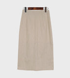 Solid Back Slit Linen Skirt - HOLIHOLIC