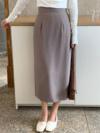 Solid Back Split Midi Skirt - HOLIHOLIC