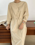 Solid Front Button Down Dress - HOLIHOLIC