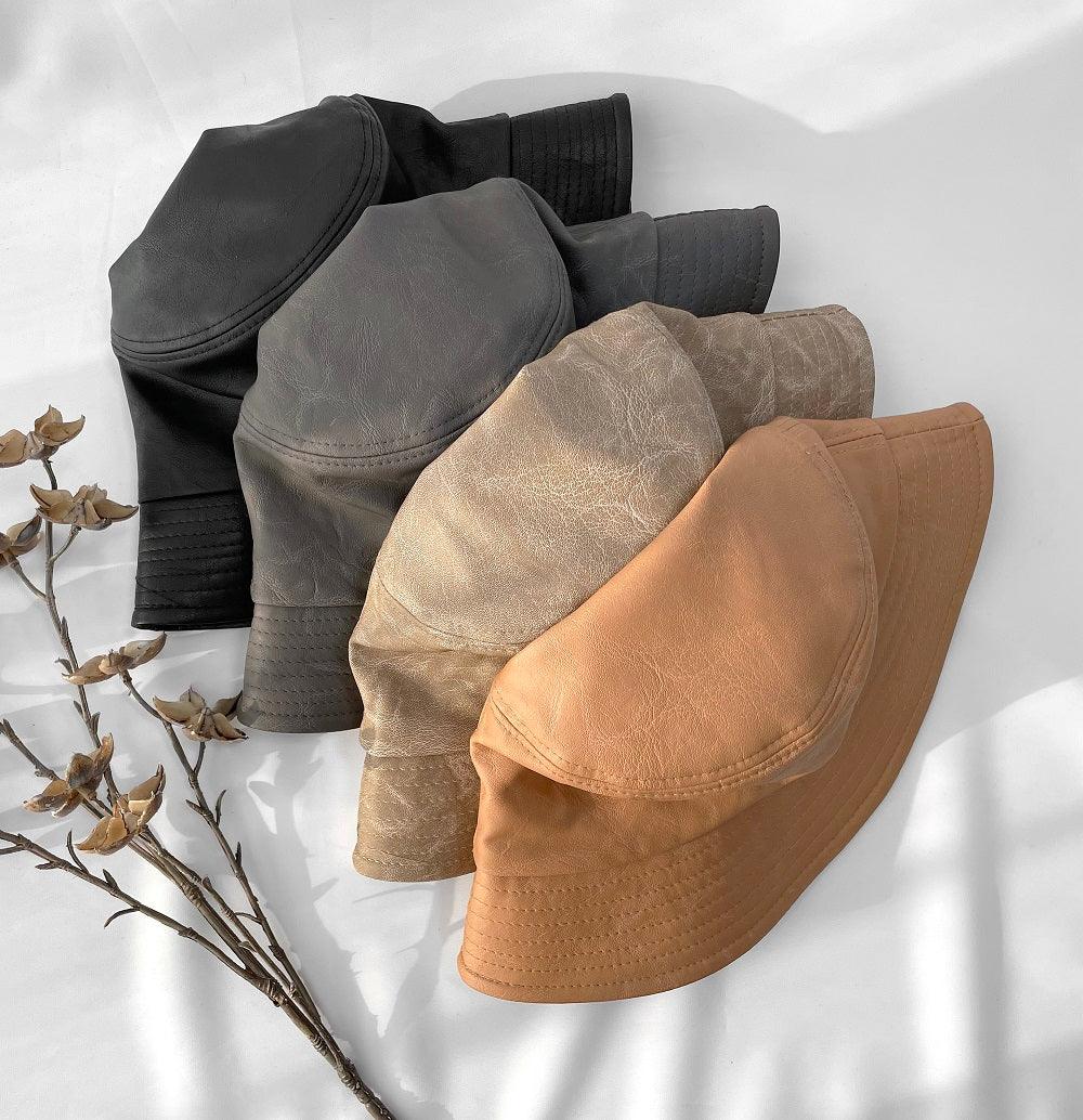 Solid Leather Bucket Hat - HOLIHOLIC