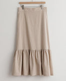 Solid Ruffle Hem Cotton Skirt - HOLIHOLIC