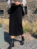 Solid Wool Long Skirt