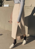 Solid Wool Long Skirt - HOLIHOLIC
