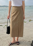 Split Front Linen Skirt - HOLIHOLIC