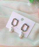 Square Drop Pearl Earrings - HOLIHOLIC